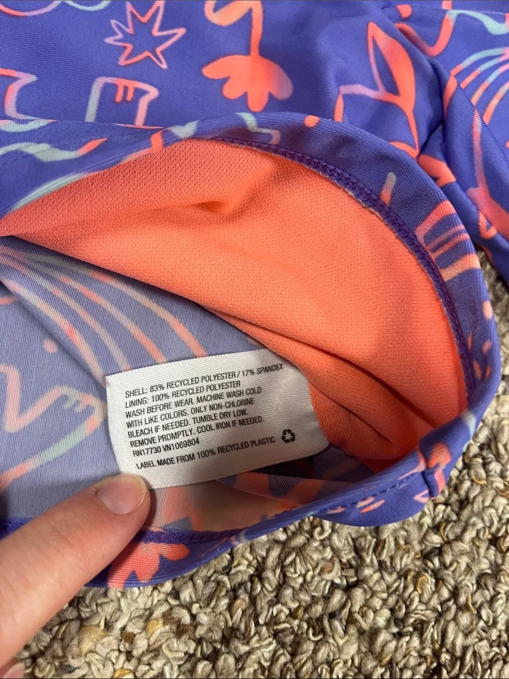 🍀6/$20 Cat & Jack Purple Long-Sleeve Rash Guard Two-Piece Swim Set